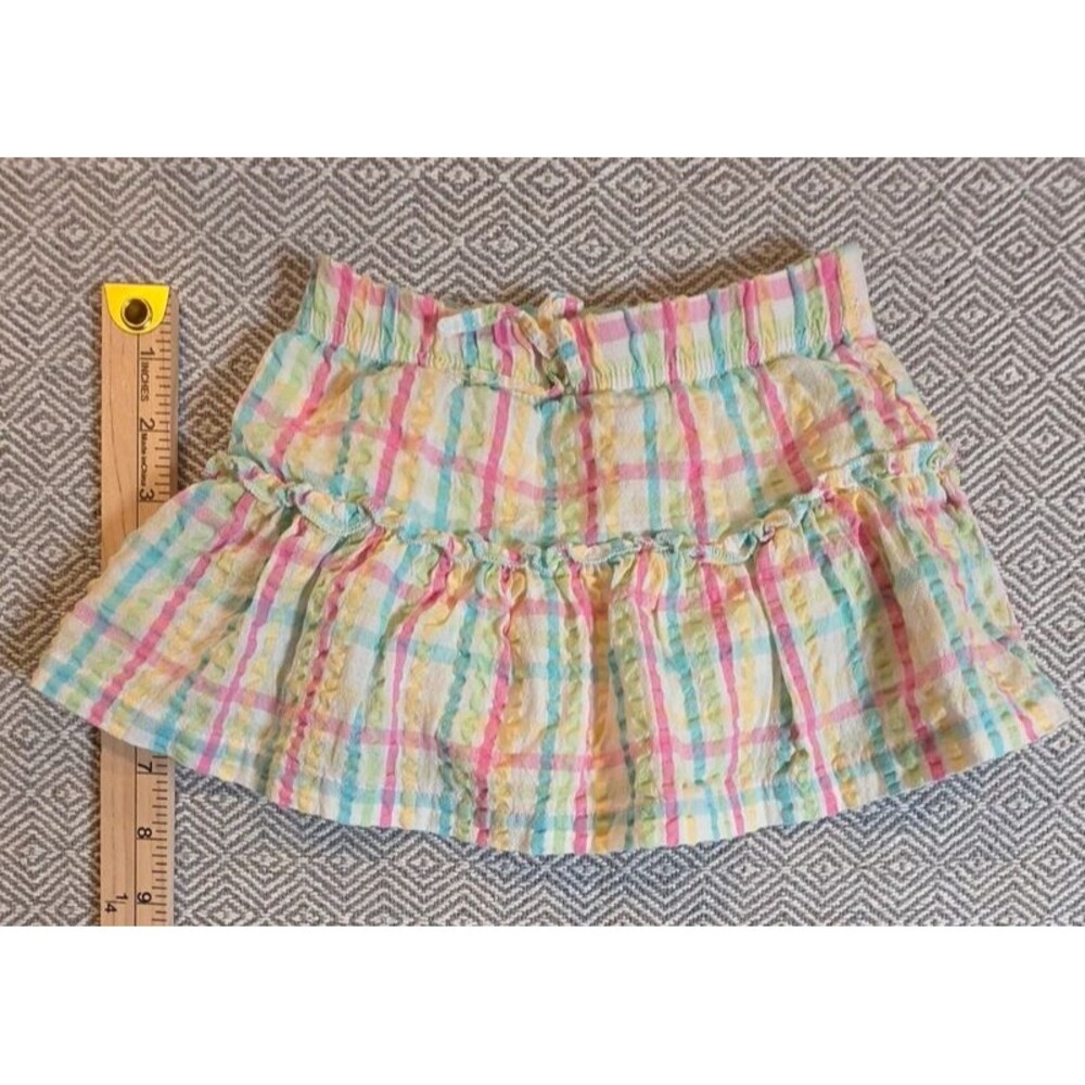 Baby Girl 12M Pastel Plaid Ruffle Skirt | 100% Cotton | Elastic Waist